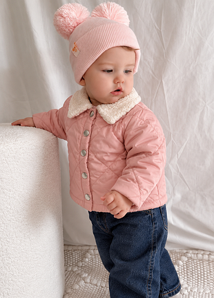 Стеганая утепленная курточка chepura textile для девочки с мягким воротничком