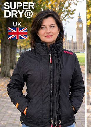 Куртка женская superdry jpn оригинал, черная, демисезонная, двойная застежка, размер 48