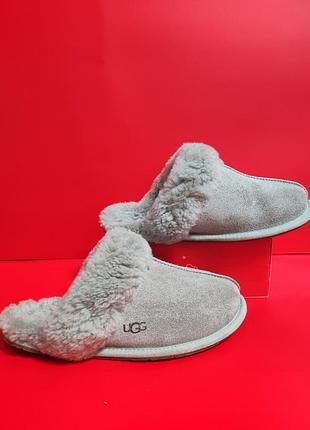 Жіночі домашні капці ugg сірі, розмір 36 (маломірять), натуральна замша та хутро