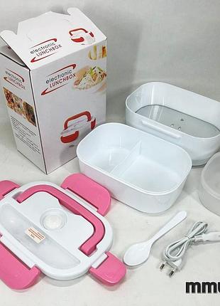 Ланч бокс электрический с подогревом lunch leater 220 v pro, ланч бокс от сети pink