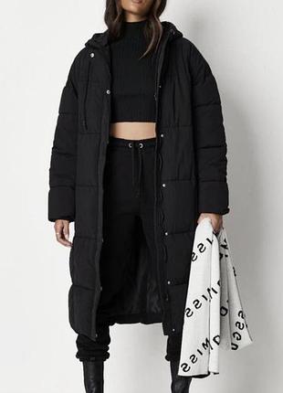 Жіночий зимовий пуховик missguided чорний довгий дутий