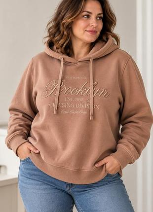 Жіноче тепле худі brooklyn takko fashion, бежеве, m / eu 40, орієнтовно ua 48–56, з флісом