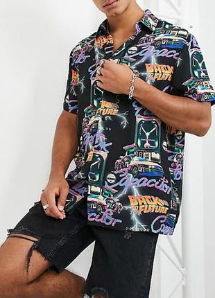 Рубашка гавайка с принтом в стиле "назад в будущую" back to the future asos design p.m