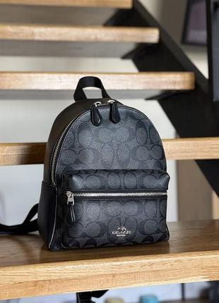 Рюкзак жіночий coach чорний з монограмою