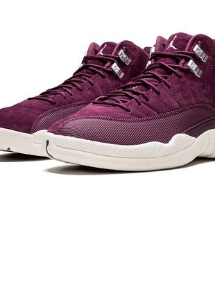 Кросівки jordan 12 retro бордові замшеві високі