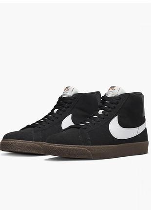 Кросівки nike sb blazer mid чорні із замші