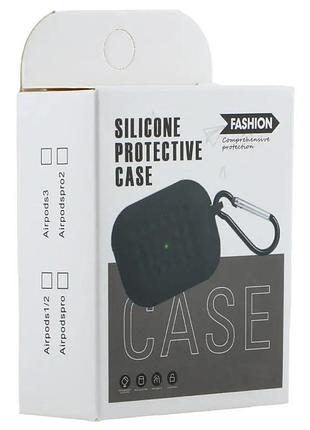 Силиконовый футляр с карабином для airpods pro цвет черный (в наличии) ta035