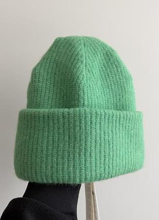 Шапка arket біні в рубчик зелена one size 6