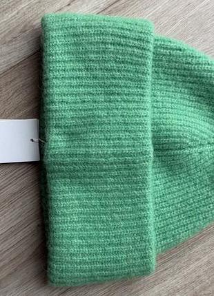 Шапка arket біні в рубчик зелена one size 2