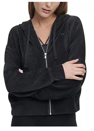 Чорне жіноче вельветове худі dkny sport l 🛍️1+1=3🛍️