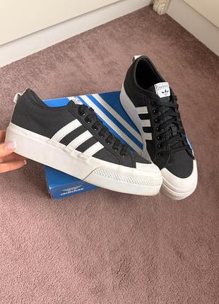 Кросівки кеди adidas nizza platform shoes чорні