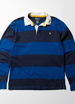 Polo ralph lauren kids boys vintage rugby polo shirt long sleeve blue striped  [kmh017510]