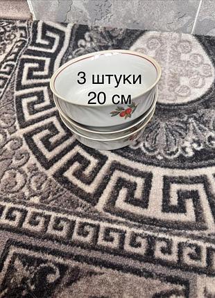 Набор из трёх пиал с цветочным рисунком барановский фарфоровый завод 3 шт 20 см