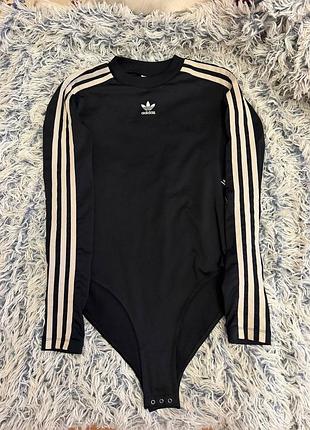 Боді жіноче adidas чорне зі смужками