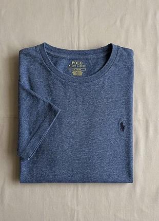 Футболка чоловіча polo ralph lauren сіра меланжева з вишивкою