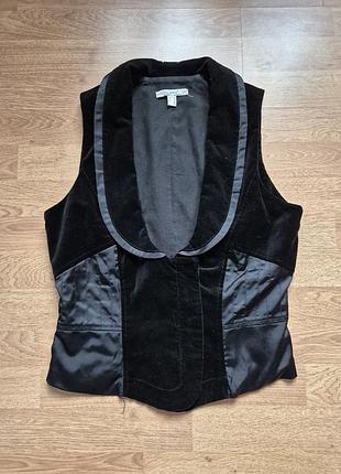 Черная бархатная жилетка bandolera с атласными вставками / m (eur 38)