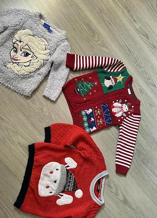 Sale новогодние свитера теплые кофточки 2-4 года