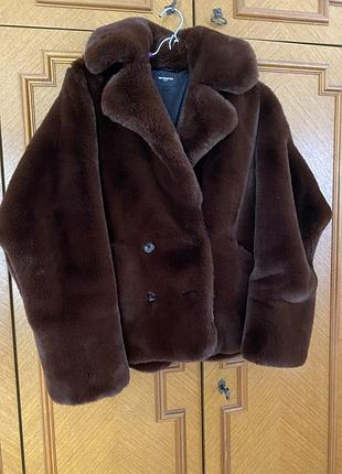 Еко-шуба жіноча the kooples коричнева коротка