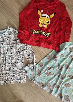 Пижамные кофточки девочке 10-12 лет пикачу,собачки