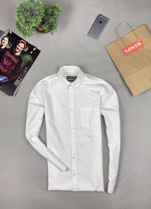 Стильная приталенная белая рубашка primark original slim fit сорочка чоловіча біла