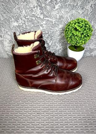 Ugg waterproof ботинки 44 размер кожаные на меху коричневые