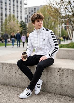 Вітрівка чоловіча adidas біла в клітинку