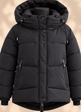 Женская зимняя куртка пуховик oversize черная monte cervino экопух