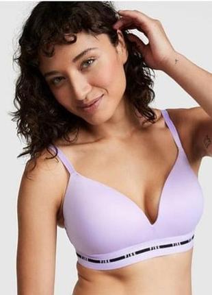 Брендовый  бюстгальтер victoria's secret линейка pink с гладкой бесшовной формованной чашечкой без косточек, с v-образным вырезом и резинкой pink, 38c