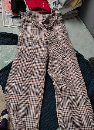 Брюки жіночі h&m у клітинку із зав'язками