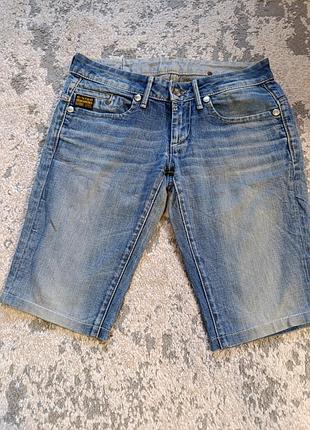 Шорти жіночі g-star raw джинсові світло-сині варені подовжені