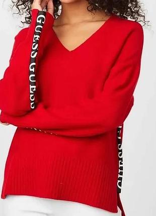 Джемпер жіночий guess червоний з v-подібним вирізом