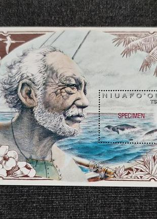 Філателія ніуафооу поштовий блок 1990 року зразок (specimen)
