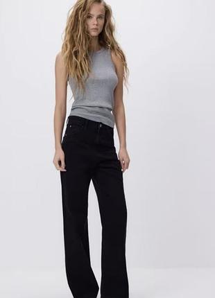 Джинси жіночі reserved широкі чорні з високою посадкою wide leg