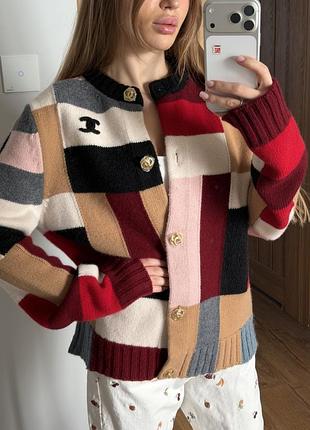 Кардиган жіночий chanel різнокольоровий оверсайз на ґудзиках