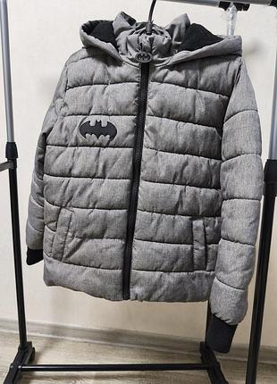Куртка демісезонна  batman сіра стьобана з капюшоном