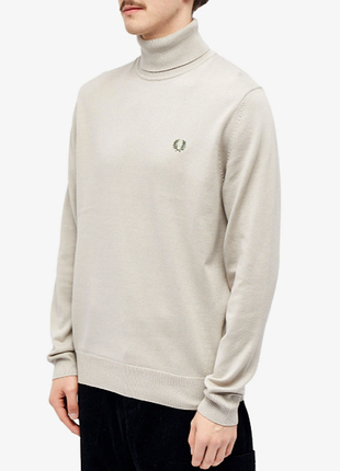 Шерстяной гольф, водолазка fred perry men's roll neck jumper in dark oatmeal