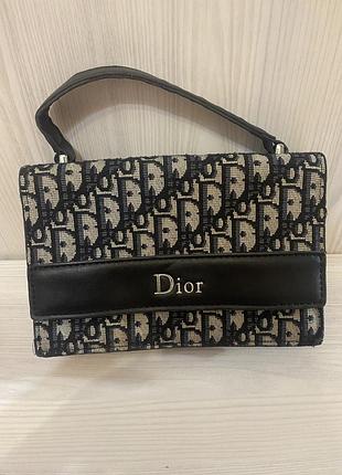 Текстильна сумка dior (копія), чорно-бежева