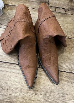 Чоботи жіночі zara козаки шкіряні коричневі
