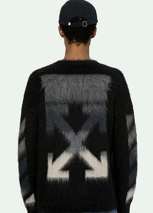 Светр чоловічий off-white мохеровий чорно-сірий розмір xl