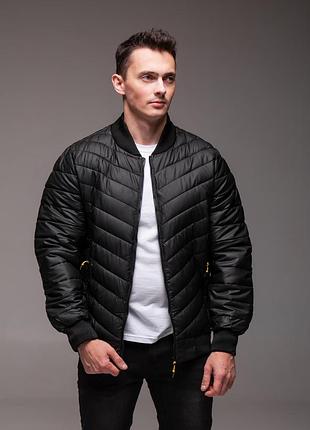 Весняний чоловічий бомбер чорний утеплений casual