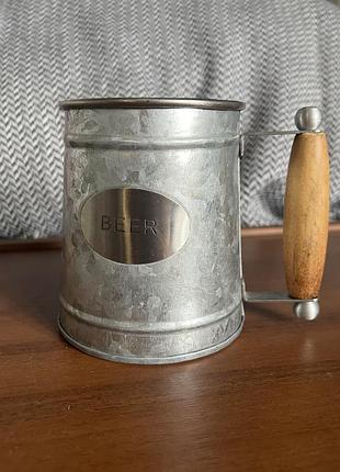 Кружка для пива beer оцинкована сталь дерево