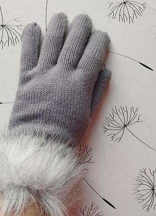 Женские перчатки с мехом. 7