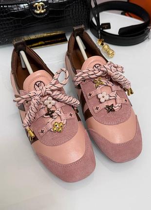 Кросівки кеди louis vuitton  рожеві пудрові замша