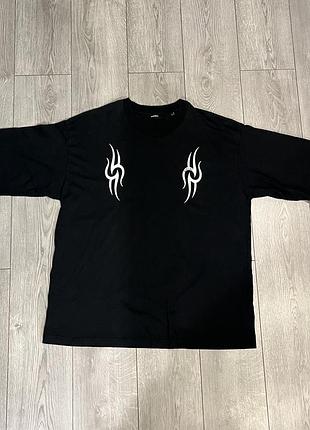 Футболка diesel оверсайз tribal flame чорна, розмір l