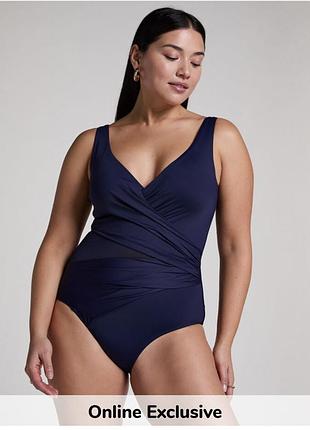 Синій суцільний стягуючий купальник від hunkemoller