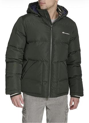 Зимова куртка champion quilted full-zip hooded puffer jacket оригінал! хакі зелена до -15 градусів