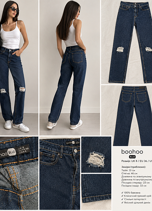 Джинси жіночі boohoo темно-сині завужені 36 розмір