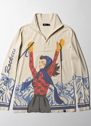 Neve designs silk merino wool blend 1/4 zip ski top stretch pullover graphic retro [kwh017513]