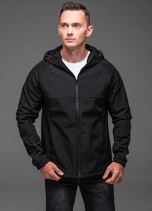 Чоловіча куртка soft shell на флісі чорна