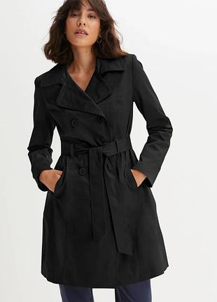 Жіноче двобортне пальто h&m чорне з поясом